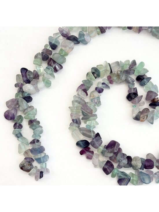 Jewelry - Multi Colored Purple & Green Flourite Chip Beaded Chip Vintage Necklace - 36"